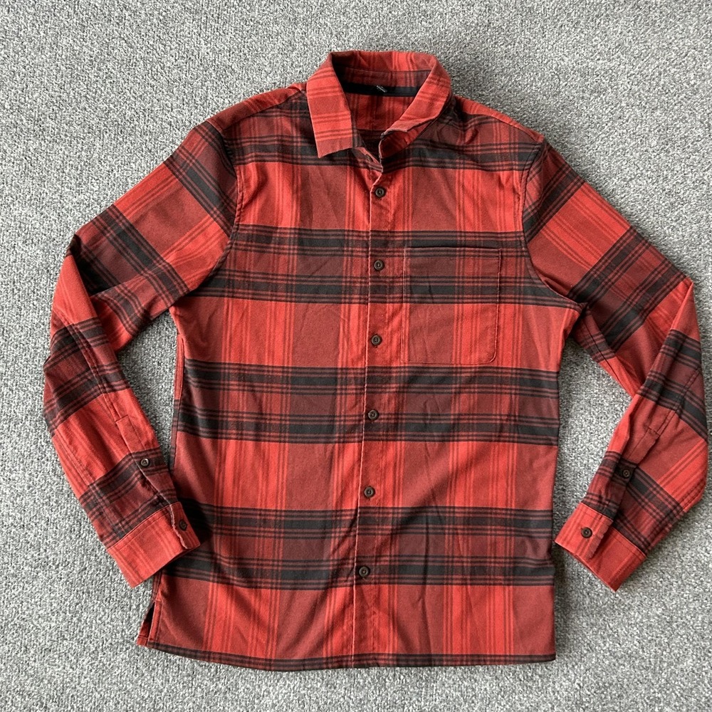 Lululemon Shirt Mens Small Mason Peak Red Black Plaid Button Down Flannel